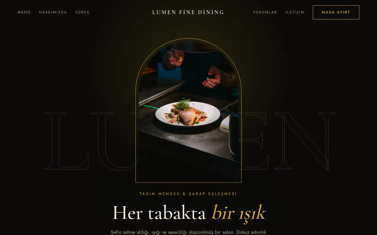 Geleneksel Restoran Web Sitesi — Lumen Fine Dining